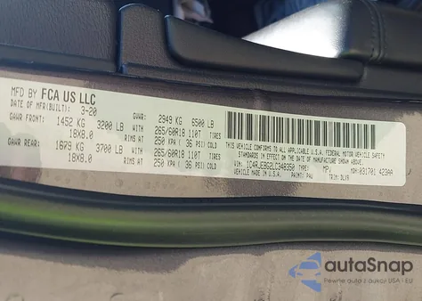 2020 Jeep Grand Cherokee Limited 4X2 z USA, uszkodzony, nr VIN 1C4RJEBG2LC348350